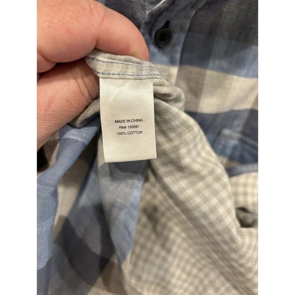 Flag & Anthem Button Down Cotton Shirt Blue Plaid Long Sleeve Men’s Size Large - Picture 7 of 10
